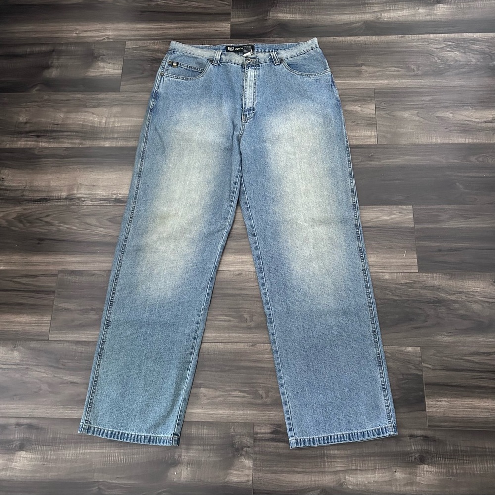 REVERB Mens Jeans Faded Blue 36x34 Baggy Skater-Hip Hop Streetwear Straight Leg